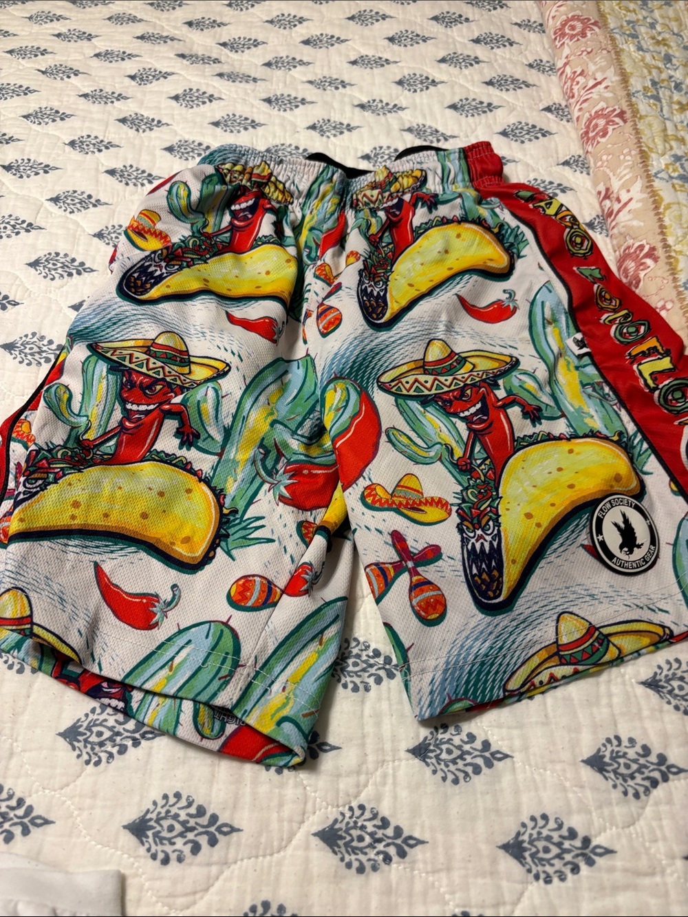 Kids White Novelty Taco & Chili Print Shorts